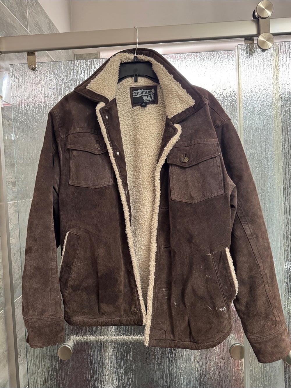 Bullhead Brown Leather Sherpa-Lined Field Jacket